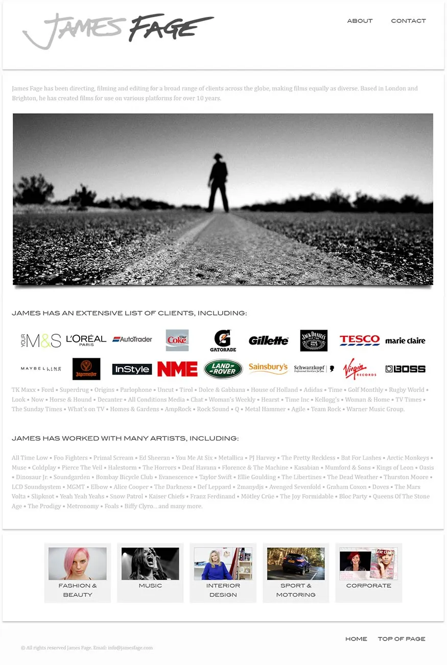James Fage project work web page