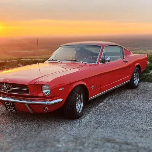 Ford Mustang Fastback. Sunset, Devils Dyke, Brighton.