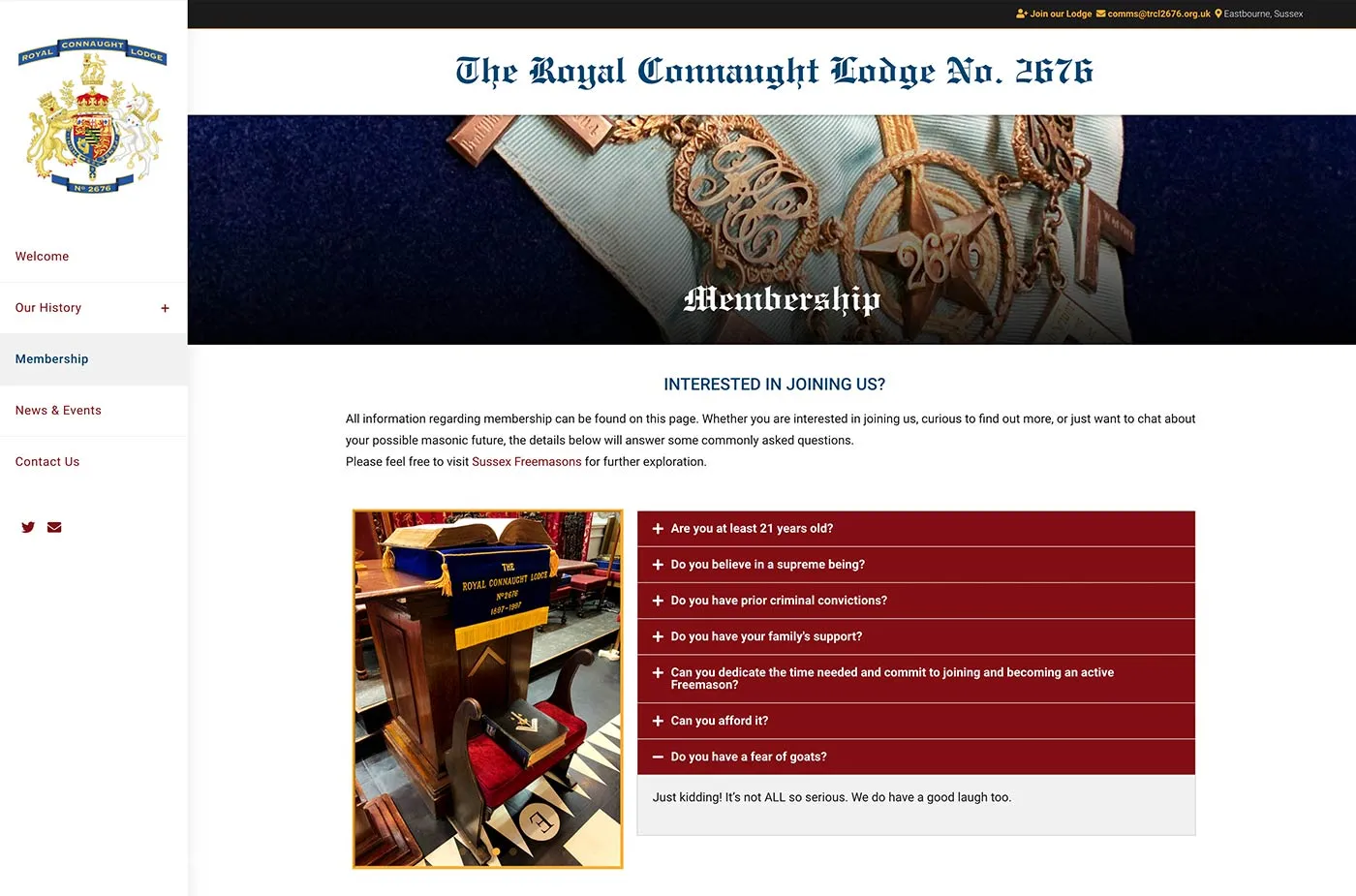 The Royal Connaught Lodge 2676 project work web page