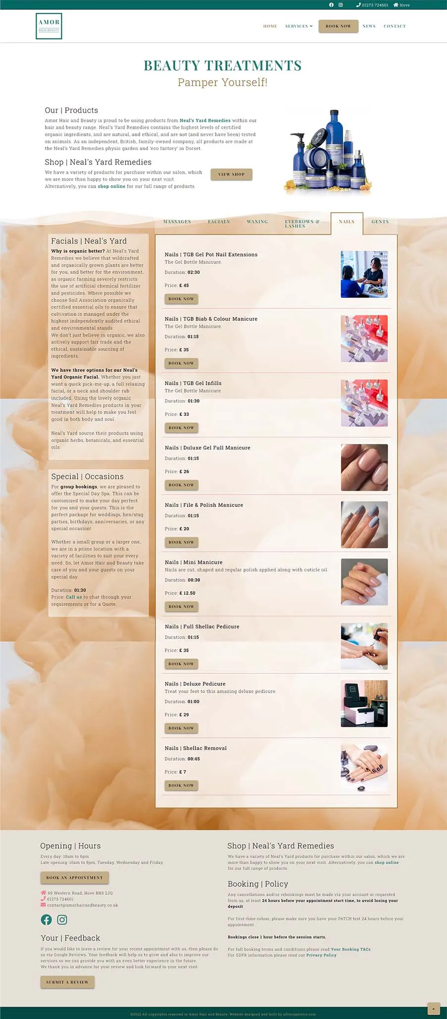 Amor Hair & Beauty project work web page