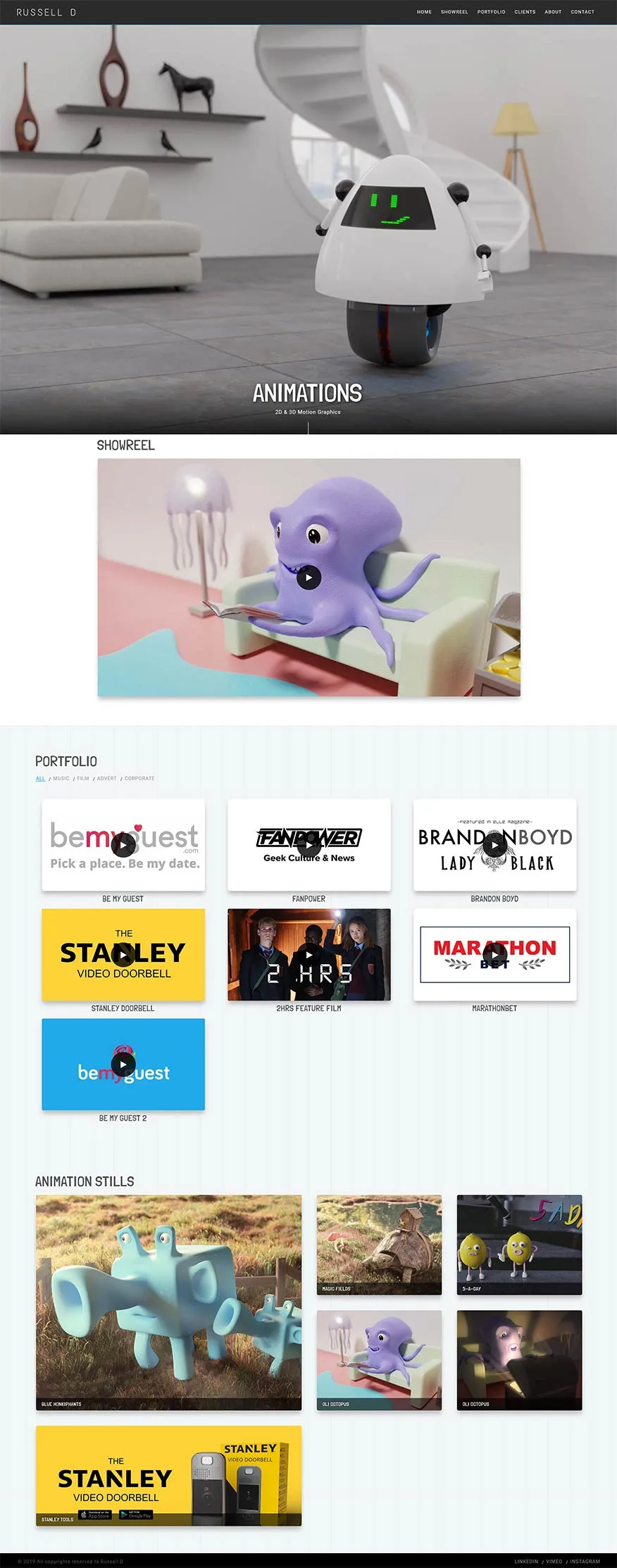 Russell D project work web page
