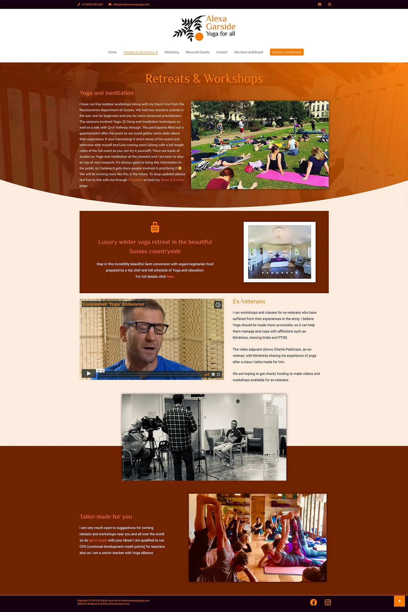 Alexa Garside Yoga for all project work web page