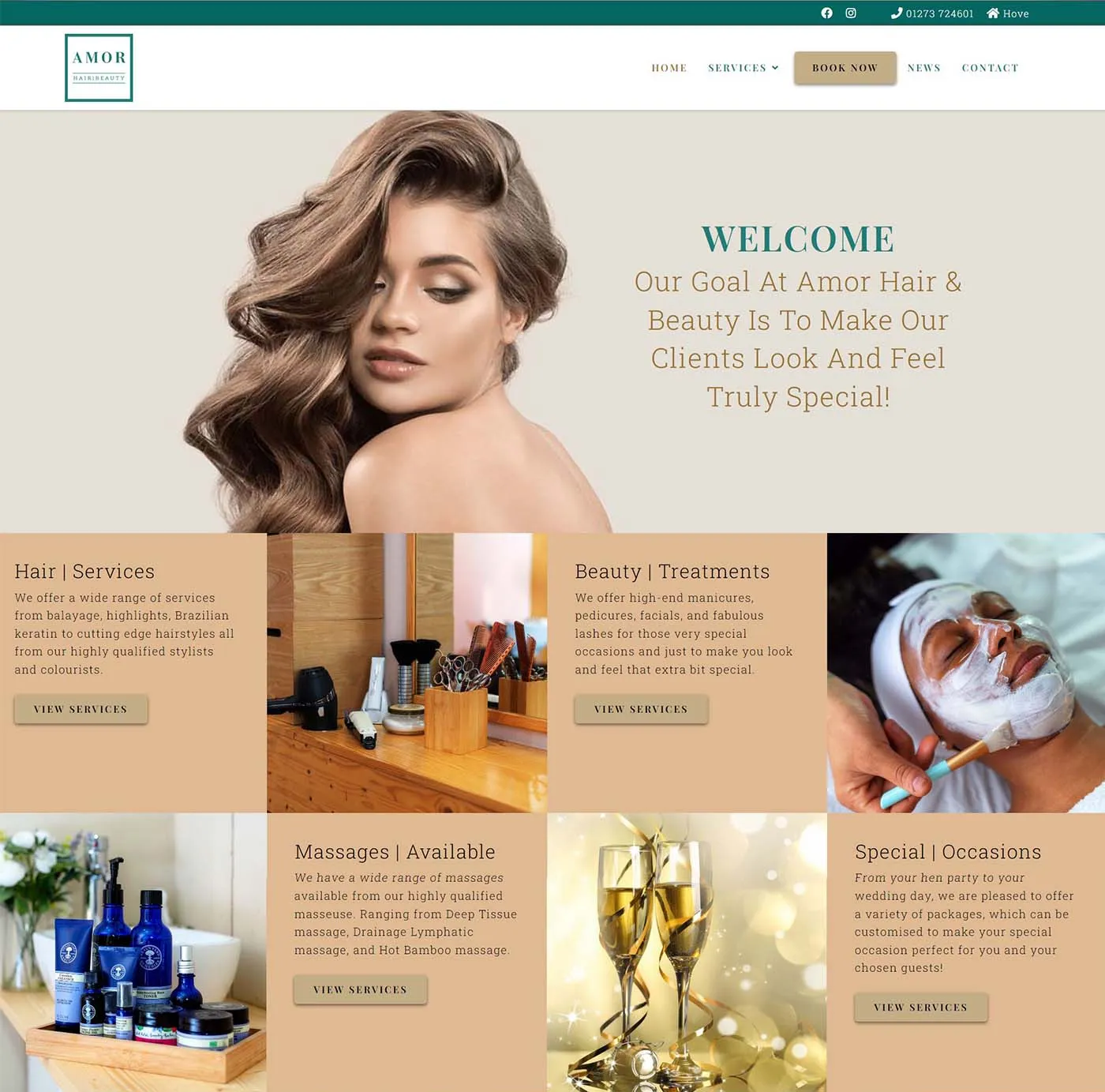 Amor Hair & Beauty project work web page