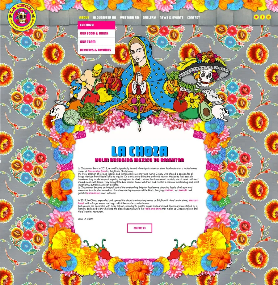La Choza Mexican street food project work web page