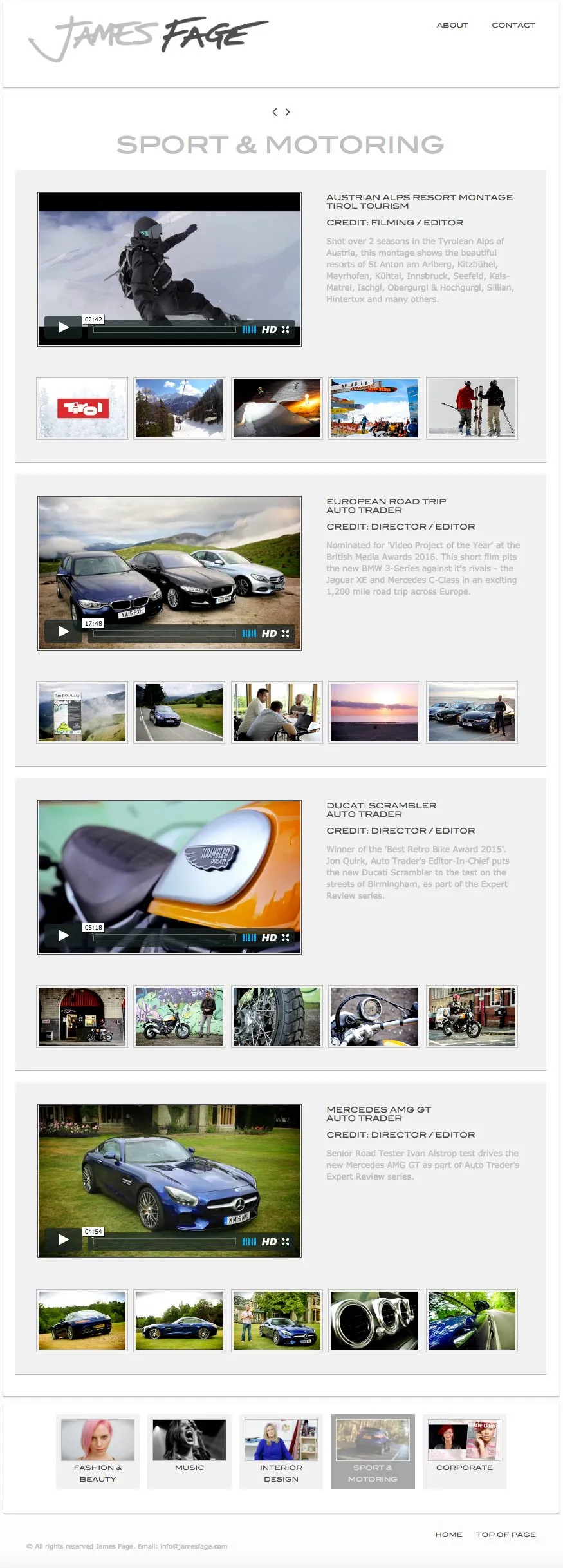 James Fage project work web page